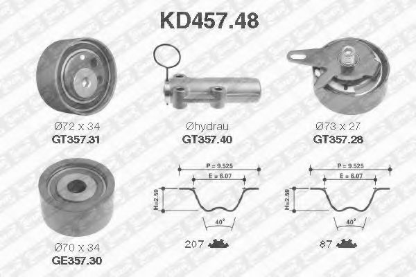 Комплект ремня ГРМ SNR KD457.48