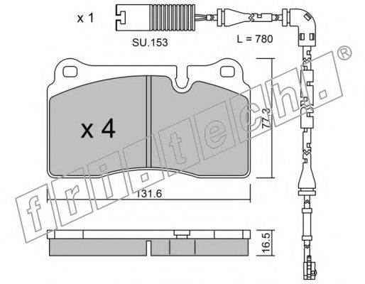 Комплект тормозных колодок, дисковый тормоз fri.tech. 711.0W