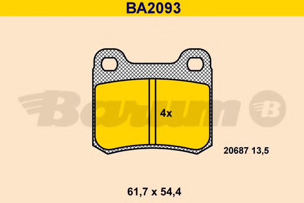 Комплект тормозных колодок, дисковый тормоз BARUM BA2093