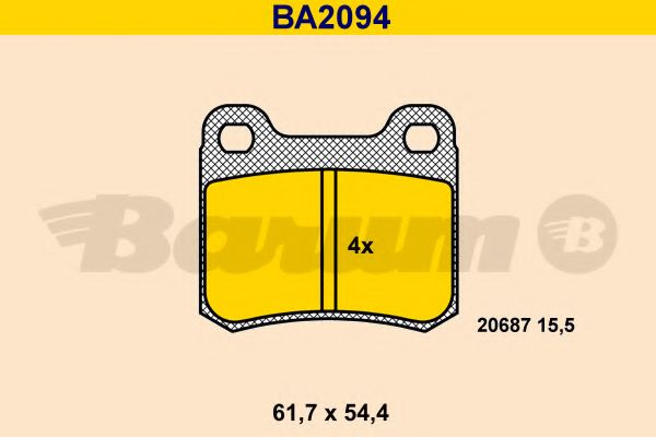 Комплект тормозных колодок, дисковый тормоз BARUM BA2094