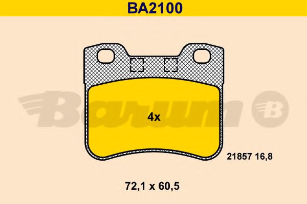 Комплект тормозных колодок, дисковый тормоз BARUM BA2100