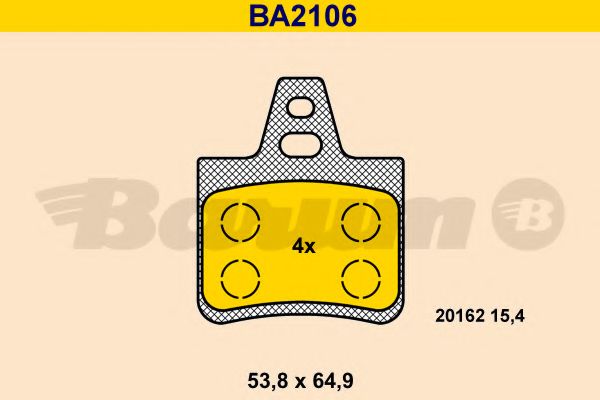 Комплект тормозных колодок, дисковый тормоз BARUM BA2106