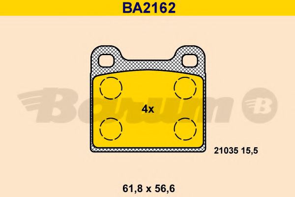 Комплект тормозных колодок, дисковый тормоз BARUM BA2162
