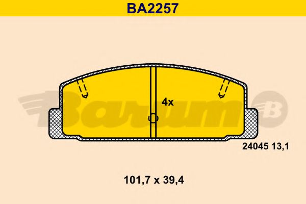 Комплект тормозных колодок, дисковый тормоз BARUM BA2257