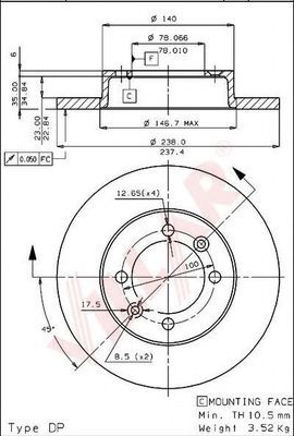 Тормозной диск VILLAR 628.1105