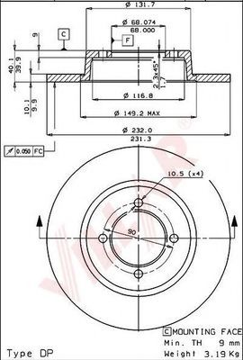 Тормозной диск VILLAR 628.1274
