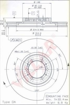 Тормозной диск VILLAR 628.1820
