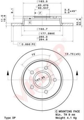 Тормозной диск VILLAR 628.2028