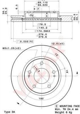 Тормозной диск VILLAR 628.2075