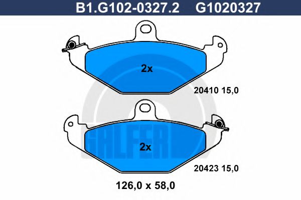 Комплект тормозных колодок, дисковый тормоз GALFER B1.G102-0327.2