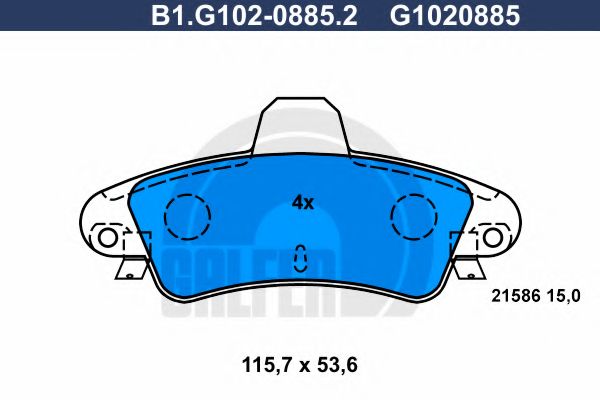 Комплект тормозных колодок, дисковый тормоз GALFER B1.G102-0885.2