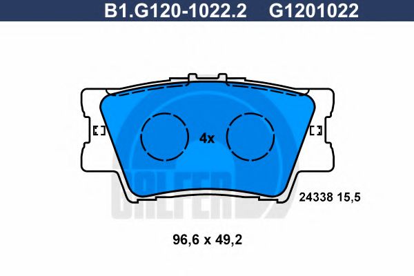 Комплект тормозных колодок, дисковый тормоз GALFER B1.G120-1022.2