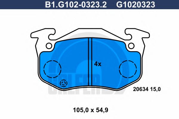 Комплект тормозных колодок, дисковый тормоз GALFER B1.G102-0323.2