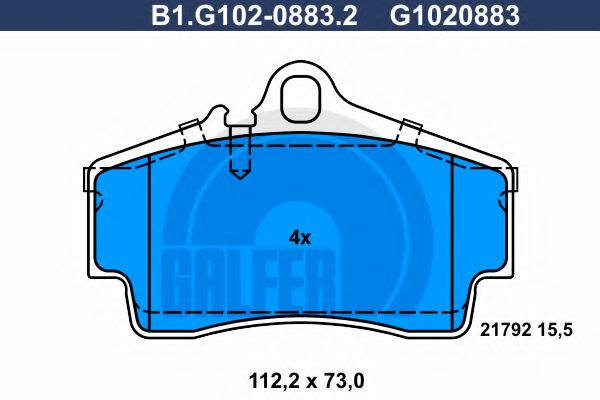 Комплект тормозных колодок, дисковый тормоз GALFER B1.G102-0883.2