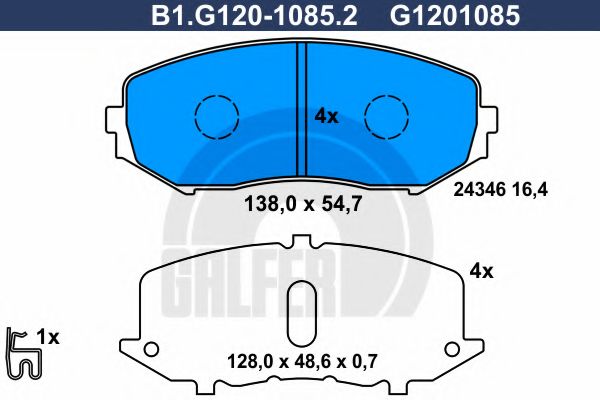 Комплект тормозных колодок, дисковый тормоз GALFER B1.G120-1085.2