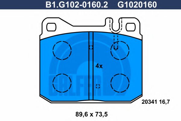 Комплект тормозных колодок, дисковый тормоз GALFER B1.G102-0160.2