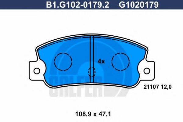 Комплект тормозных колодок, дисковый тормоз GALFER B1.G102-0179.2