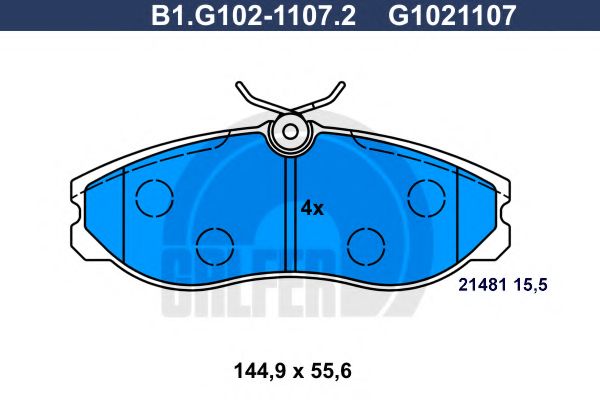 Комплект тормозных колодок, дисковый тормоз GALFER B1.G102-1107.2