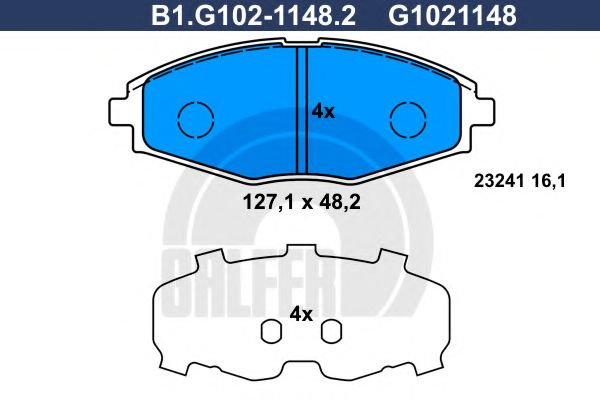 Комплект тормозных колодок, дисковый тормоз GALFER B1.G102-1148.2