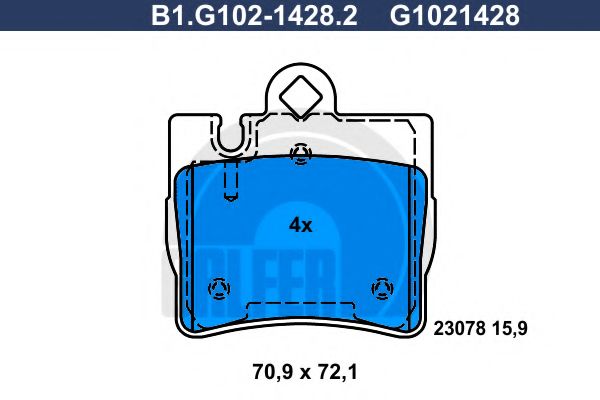 Комплект тормозных колодок, дисковый тормоз GALFER B1.G102-1428.2