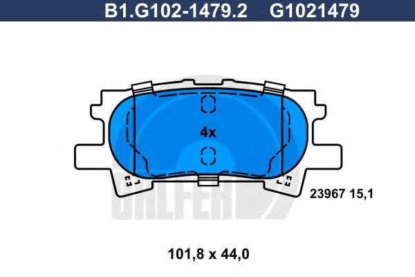 Комплект тормозных колодок, дисковый тормоз GALFER B1.G102-1479.2