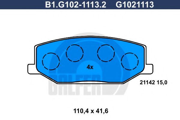 Комплект тормозных колодок, дисковый тормоз GALFER B1.G102-1113.2