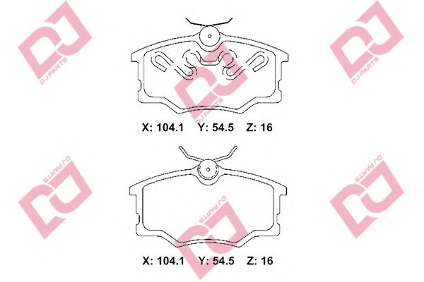 Комплект тормозных колодок, дисковый тормоз DJ PARTS BP2258