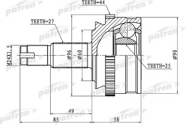 Шарнирный комплект, приводной вал PATRON PCV1186