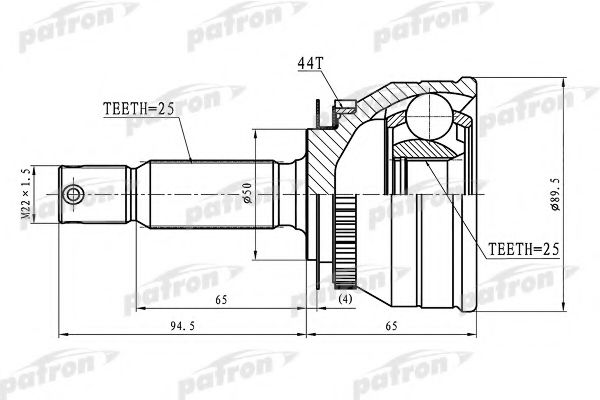 Шарнирный комплект, приводной вал PATRON PCV1608