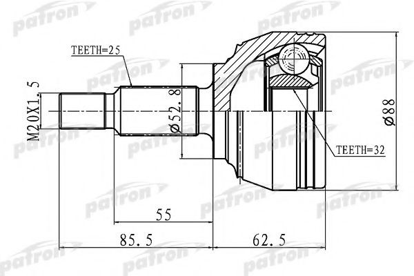 Приводной вал PATRON PCV1650