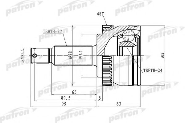 Шарнирный комплект, приводной вал PATRON PCV3036