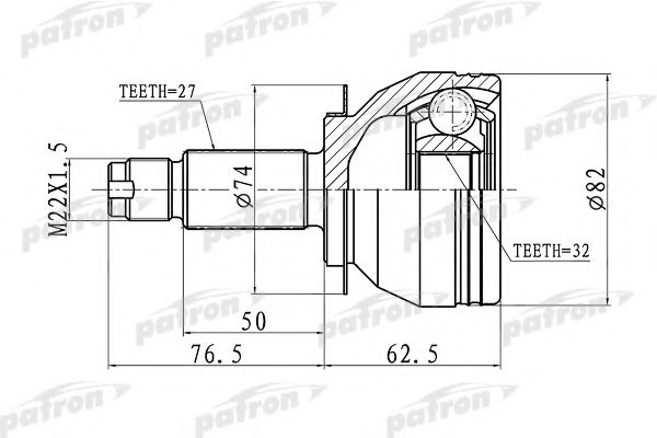 Шарнирный комплект, приводной вал PATRON PCV1106