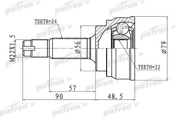 Шарнирный комплект, приводной вал PATRON PCV1307