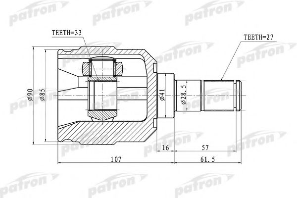 Шарнирный комплект, приводной вал PATRON PCV1355