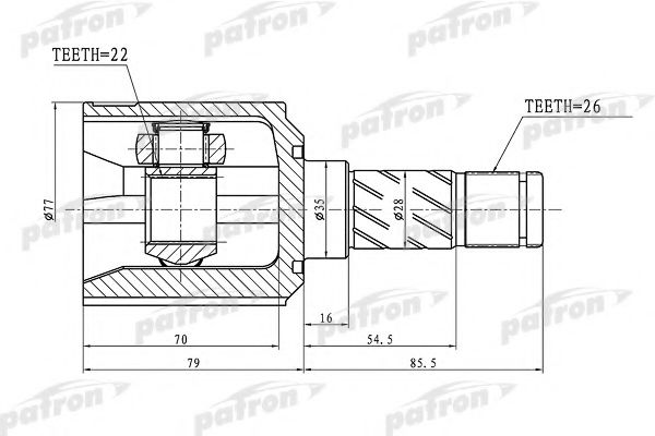 Шарнирный комплект, приводной вал PATRON PCV1359