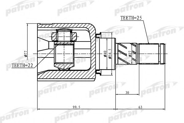 Шарнирный комплект, приводной вал PATRON PCV1405