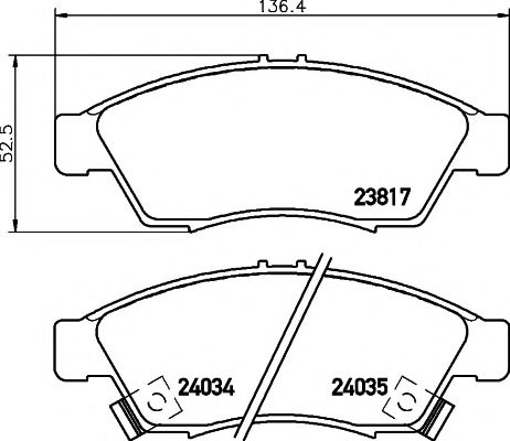 Комплект тормозных колодок, дисковый тормоз HELLA PAGID 8DB 355 011-081