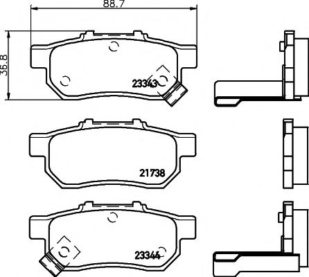 Комплект тормозных колодок, дисковый тормоз HELLA PAGID 8DB 355 017-151