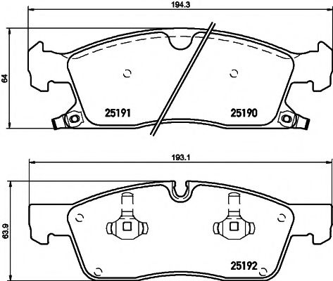 Комплект тормозных колодок, дисковый тормоз HELLA PAGID 8DB 355 019-551