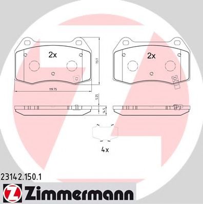 Комплект тормозных колодок, дисковый тормоз ZIMMERMANN 23142.150.1