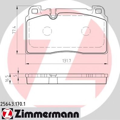 Комплект тормозных колодок, дисковый тормоз ZIMMERMANN 25643.170.1