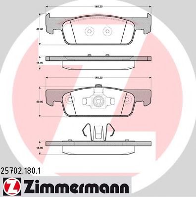 Комплект тормозных колодок, дисковый тормоз ZIMMERMANN 25702.180.1