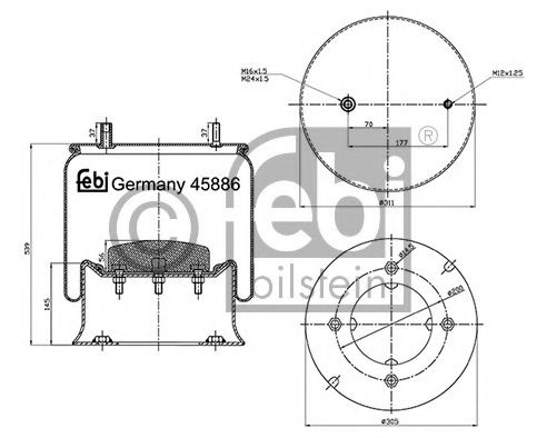 Кожух пневматической рессоры FEBI BILSTEIN 45886