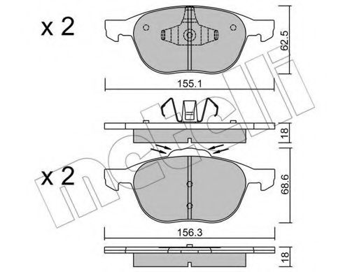 Комплект тормозных колодок, дисковый тормоз METELLI 22-0534-1