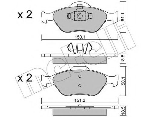 Комплект тормозных колодок, дисковый тормоз METELLI 22-0316-0