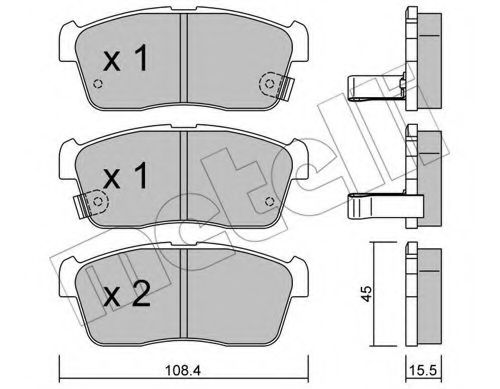 Комплект тормозных колодок, дисковый тормоз METELLI 22-0415-0