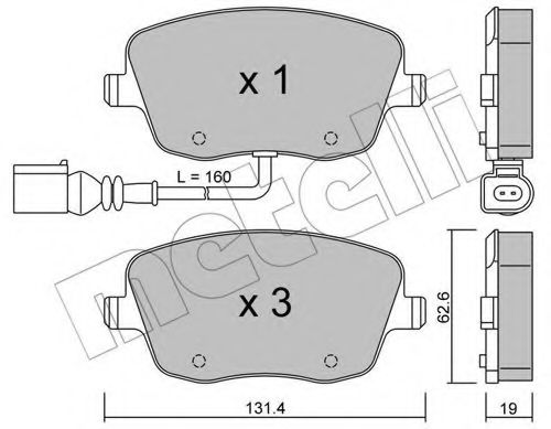 Комплект тормозных колодок, дисковый тормоз METELLI 22-0547-1