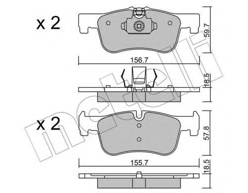 Комплект тормозных колодок, дисковый тормоз METELLI 22-0959-0