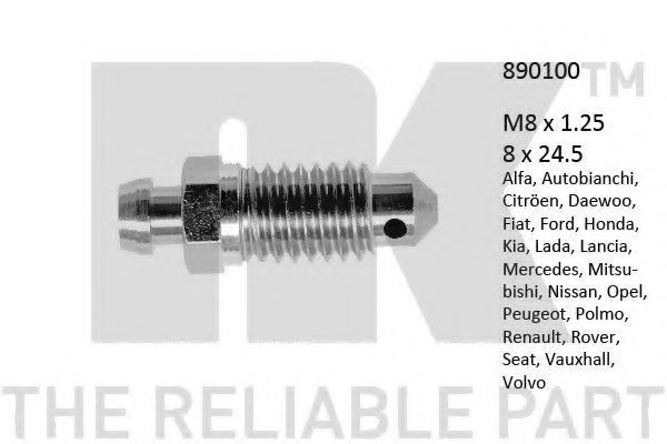 Болт воздушного клапана / вентиль NK 890100