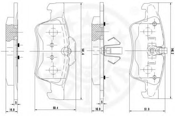Комплект тормозных колодок, дисковый тормоз OPTIMAL 12501